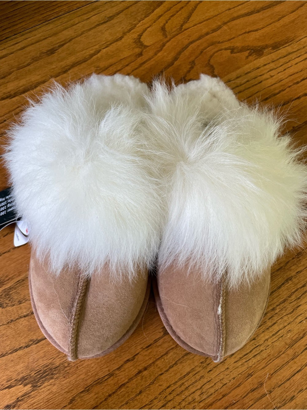 Project Cloud Cozy Shearling lined Trim Suede Women's Slippers - Tan  NWT size 8